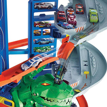 Load image into Gallery viewer, Hot Wheels City Robo T-Rex Ultimate Garage with 2 Cars