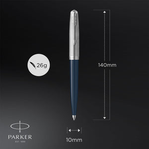 Parker 51 MidnightBlue Barrel MediumNib with BlackInk BallPoint Pen with GiftBox