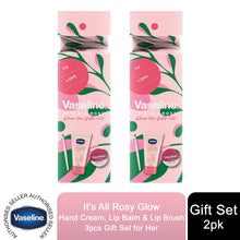 Load image into Gallery viewer, Vaseline Hand Cream, Lip Balm &amp; Lip Brush It's All Rosy Glow On Gift Set For Her