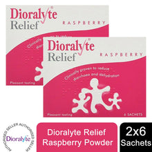 Load image into Gallery viewer, 2 Pack Dioralyte Relief Oral Rehydration Therapy Raspberry Powder, 6 Sachets