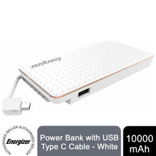 Load image into Gallery viewer, Energizer XP10002CQ 10000mAh Power Bank with USB Type C Cable - White