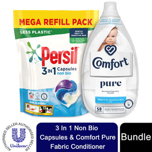 1xEach Laundry Bundle:Persil NonBio Capsules 50W& Comfort Fabric Conditioner 58W