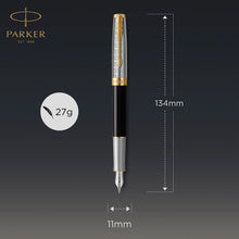 Load image into Gallery viewer, Parker Sonnet Fountain Pen Premium Fine 18K Gold Nib Black Ink Gift Box