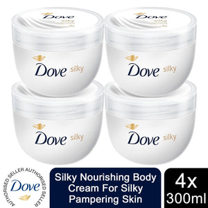 4pk of 300ml Dove Silky Nourishing Body Cream For Silky Pampering Skin