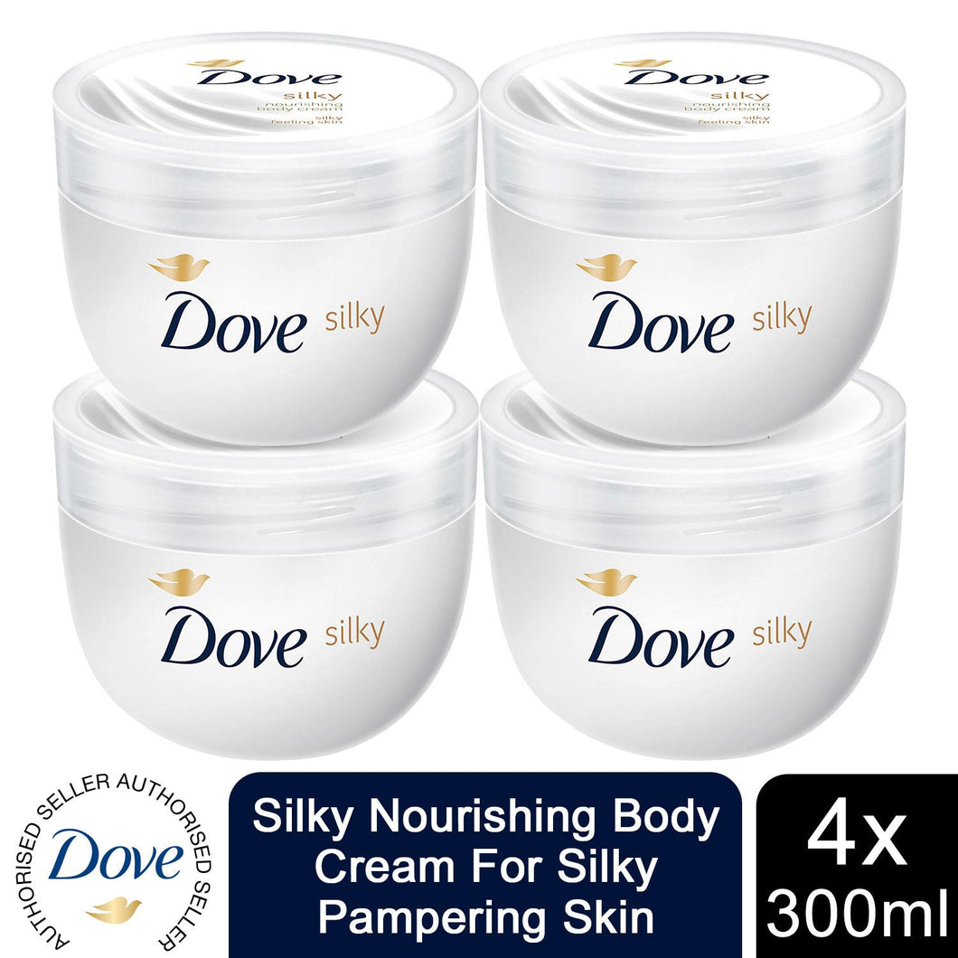 4pk of 300ml Dove Silky Nourishing Body Cream For Silky Pampering Skin