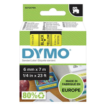 Load image into Gallery viewer, DYMO Labels Self Adhesive D1 6mm x 7mm Black Print on Yellow Tape Authentic