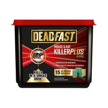 Load image into Gallery viewer, Deadfast Mouse and Rat Killer Plus All Weather Bait Blocks 15 Pack 300gr