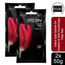 Load image into Gallery viewer, DYLON Hand Fabric Dye Sachet, Tulip Red,  2 Packs of 50g