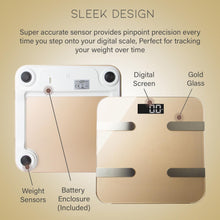 Load image into Gallery viewer, AQ 9 in 1 Digital Bathroom Weighing Scales Gold