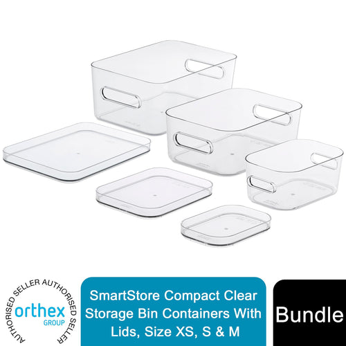 1 of Each SmartStore Compact Clear Storage Containers XS, S & M With Lids