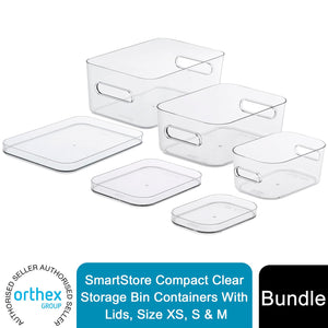 1 of Each SmartStore Compact Clear Storage Containers XS, S & M With Lids
