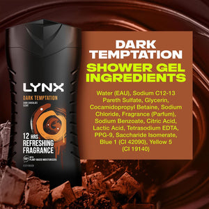 3pk of 250ml Lynx 12hrs Refreshing Fragrance Shower Gel with 100% Moisturisers