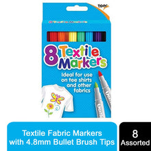 Load image into Gallery viewer, Textile 8 Assorted Coloured Textile Fabric Markers with 4.8mm Bullet Brush Tips