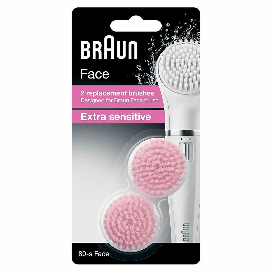 Braun 80-s Extra Sensitive Replacement Brush for Sensitive Skin, Pink 2pk