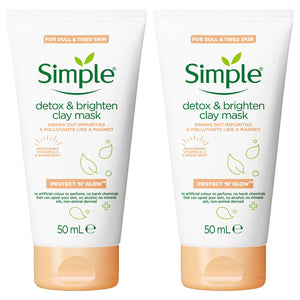 2x of 50ml Simple Detox & Brighten Clay Mask for Dull & Tired Skin