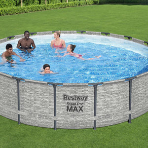 Bestway Round Steel Pro Blue or Steel Pro MAX Stone Wall Pool with Filter Pump