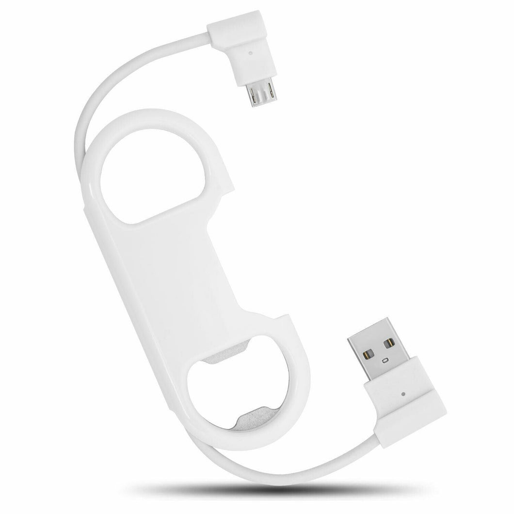 Charge Sync Cable with Bottle Opener Micro USB White