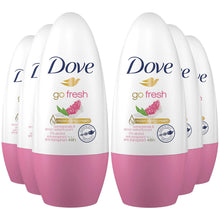 Load image into Gallery viewer, 6pk of 50ml dove Go Fresh Pomegranate Anti-Perspirant Deodorant Roll-On