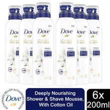 Load image into Gallery viewer, Dove Deeply Nourishing, Argan Oil Shower &amp; Shave Mousse 200ml, 3pk or 6pk