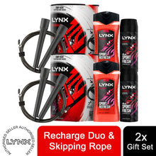 Load image into Gallery viewer, Lynx Recharge Duo &amp; Skipping Rope Gift Set for Him Includes Deo &amp; Bodywash