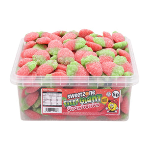 Sweetzone Giant Strawberries Jelly Sweets Tub HMC Approved 100% Halal 120 Pieces