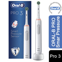 Load image into Gallery viewer, Oral-B Pro 3 3000 Cross Action White Rotating Motion Electric Toothbrush
