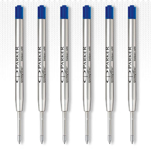 Parker QUINKflow Ballpoint Pen Ink Refills with Medium Tip Blue 6 Refills