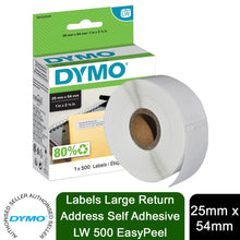 Load image into Gallery viewer, DYMO Labels Large Return Address Self Adhesive LW 500 EasyPeel 25x54mm