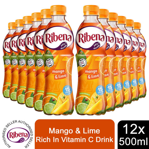 12 Pack of Ribena Mango and Lime Ready to Drink Juice, 500ml