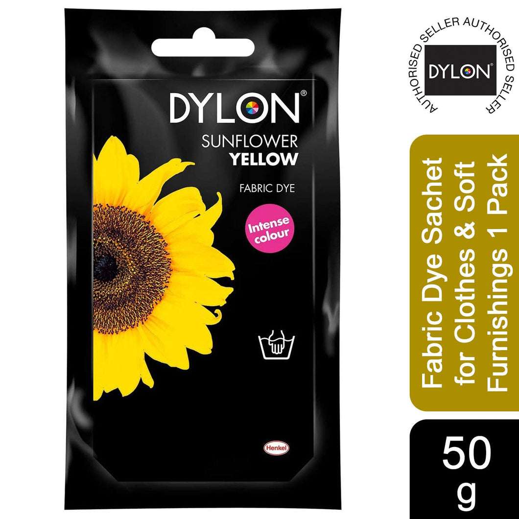 DYLON Hand Fabric Dye Sachet for Clothes & Soft Furnishings, 50g, Yellow