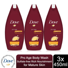 Load image into Gallery viewer, 3 Pack Dove Pro Age/Silk Glow/Shea Butter/Deeply Nourishing Body Wash, 450ml