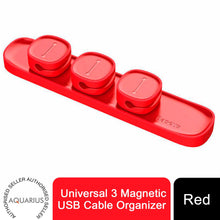 Load image into Gallery viewer, AQUARIUS Universal 3 Magnetic USB Cable Organizer, Red