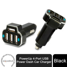 Load image into Gallery viewer, Aquarius PowerUp 4-Port USB Power Dash Car Charger Black