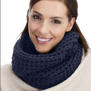 Ladies Winter Neck Warmer Circle Loop Crochet Cowl Plain Snood Scarf with Lurex Teal