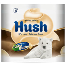 Load image into Gallery viewer, 40 Rolls (10x4pk) Hush 3ply Luxury Scented Core Shea Butter Toilet Paper Rolls