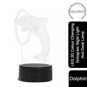 Aquarius Colour Changing 3D Dolphin Designed LED Hologram Night Lamp Light