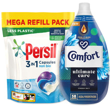 Load image into Gallery viewer, Laundry Bundle 1x50W Persil Non-Bio Capsules &amp; 1x58W Comfort Fabric Conditioner