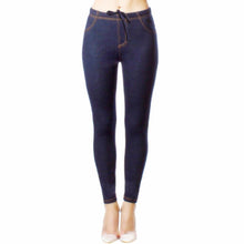 Load image into Gallery viewer, Ladies Denim Look Stretch Elasticated Slim Fit Jeggings Black /Navy/Blue