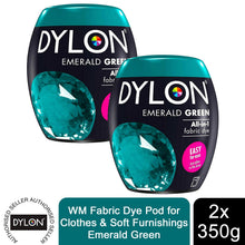 Load image into Gallery viewer, DYLON Washing Machine Fabric Dye Pod, Emerald Green, 2 Packs of 350g