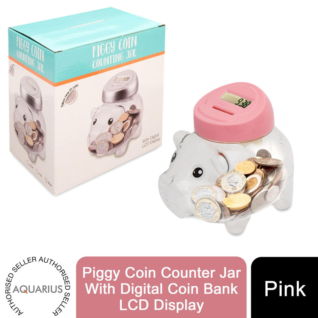 Piggy Coin Counter Jar With Digital Coin Bank LCD Display- Pink