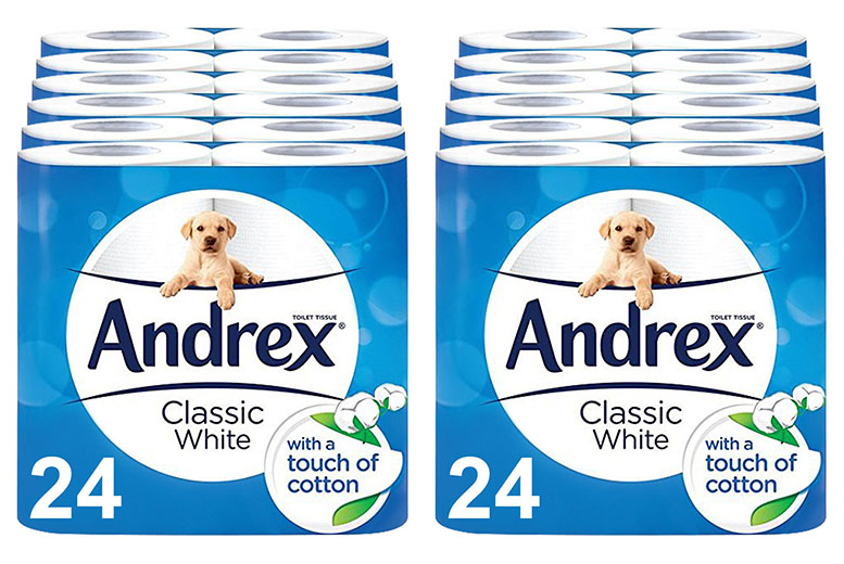 Andrex Classic White Toilet Tissue, 24 or 48 Rolls