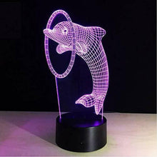 Load image into Gallery viewer, Aquarius Colour Changing 3D Dolphin Designed LED Hologram Night Lamp Light