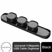 Load image into Gallery viewer, AQUARIUS Universal 3 Magnetic USB Cable Organizer, Black