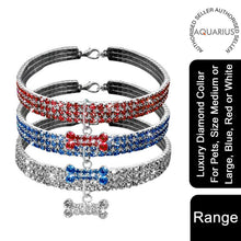 Load image into Gallery viewer, AQ Luxury Diamond Collar For Pets, Size Medium or Large, Blue, Red or White