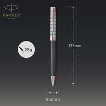 Load image into Gallery viewer, Parker Sonnet Ballpoint Pen Grey Satin Rose Gold Trim Medium Black Ink Gift Box