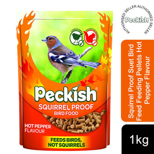 Peckish Squirrel Proof Suet Bird Feed Feeding Pellets Hot Pepper Flavour, 1Kg
