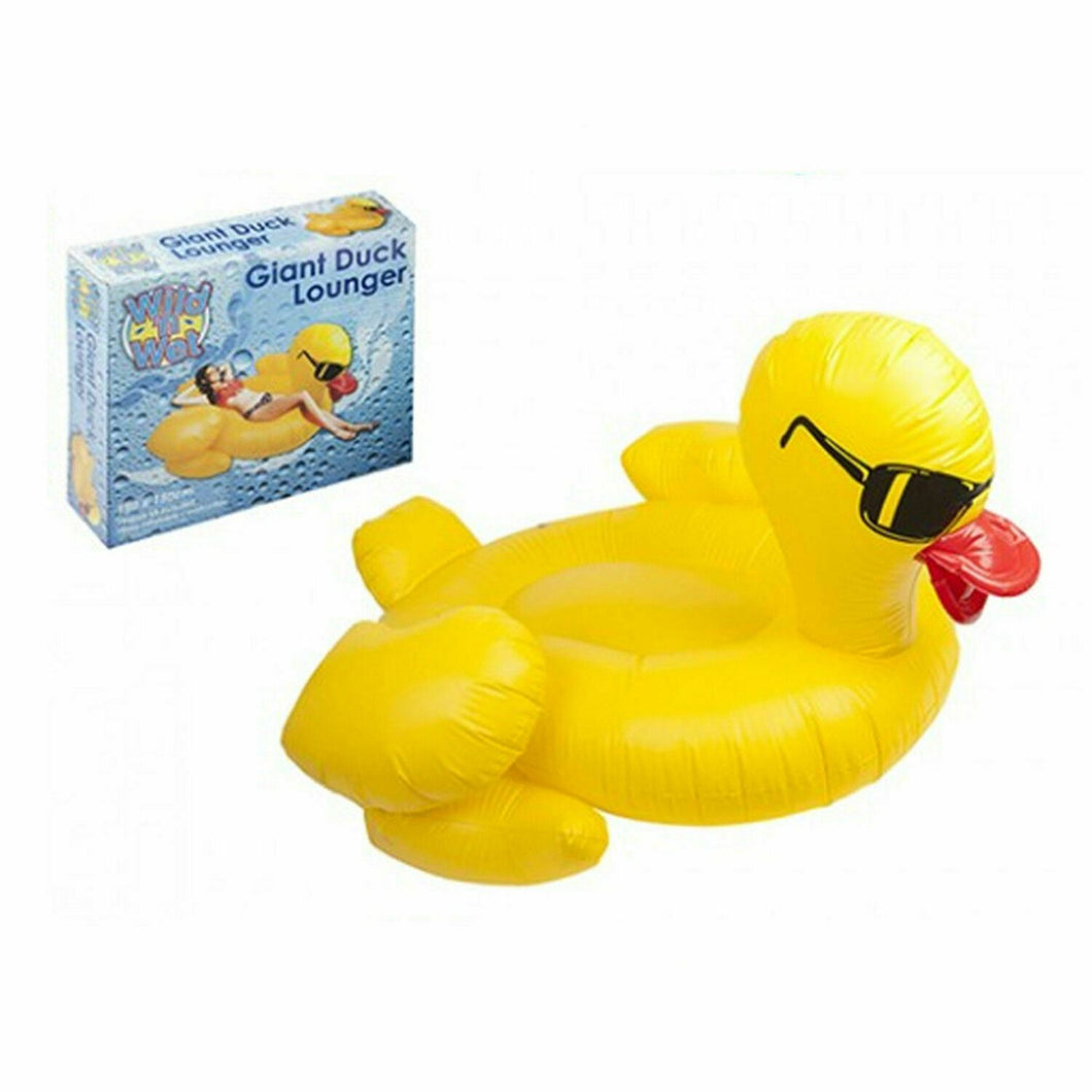 PMS Inflatable PVC Floating Yellow Duck Lounger With Black Sunglasses