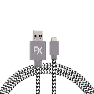 Aquarius 1m Phone Lightning Nylon USB Wire Braided Cable, Zebra