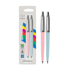 Load image into Gallery viewer, Parker Jotter Ballpoint Pen Pastel Collection Pink Blue Medium Nib Blue Ink 2pk