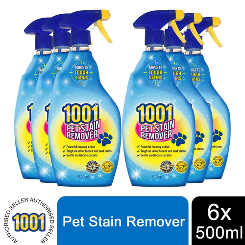 1001 Pet Stain Remover 500ml Spray x6, Tough on Pet Stains, Gentle on Carpets